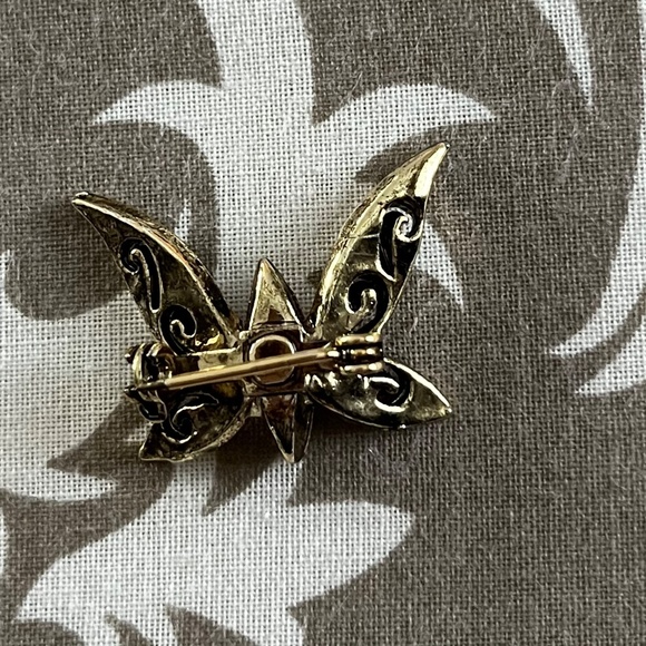 Vintage Costume Topaz Butterfly Pin - Picture 2 of 2
